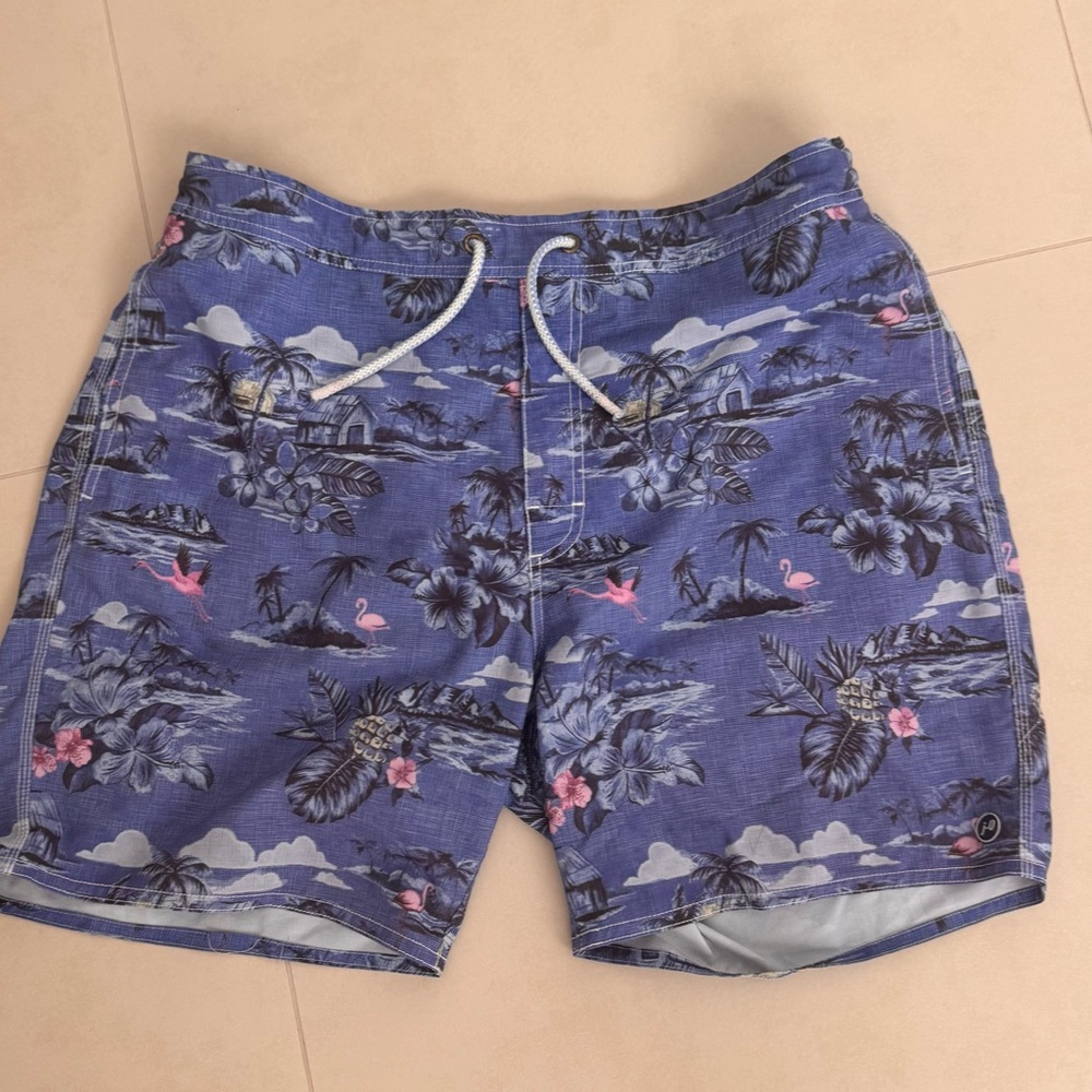 johnnie-O Blue Floral Swim Board Shorts